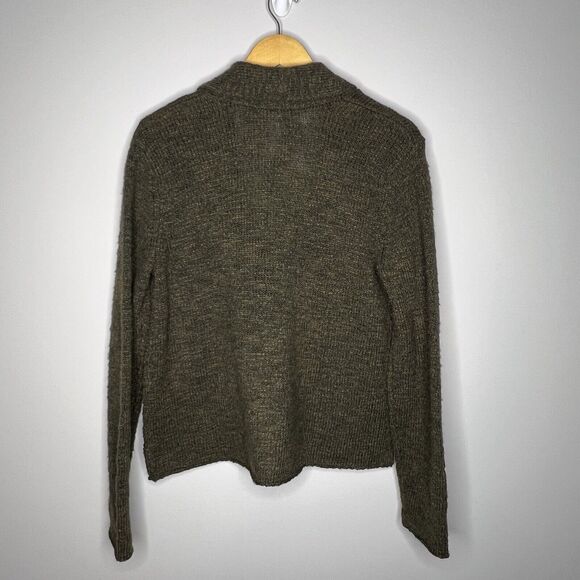 J Jill Open Cardigan Sz M Green One Button Knit Wool Alpaca Blend Grannycore - Picture 5 of 9